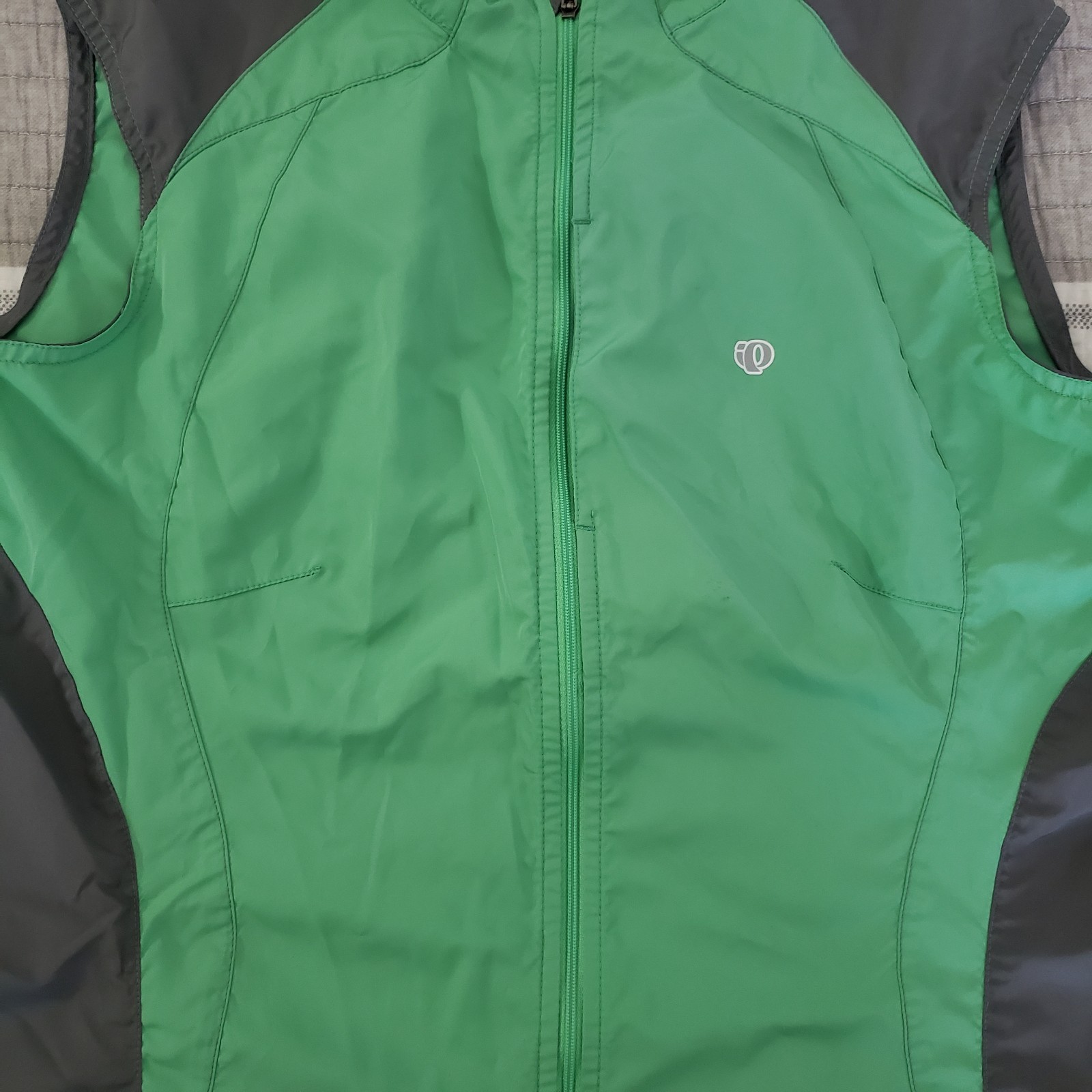 Pearl Izumi Cycling Vest Womens XL Green Gray Packable Wind Gilet Bike Sleeveles