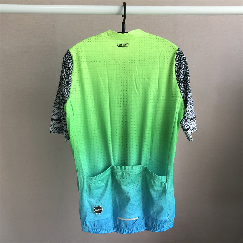CESANTI Men Cycling Jersey Short Sleeve Non-slip Band Bike Clothing Fluor Green