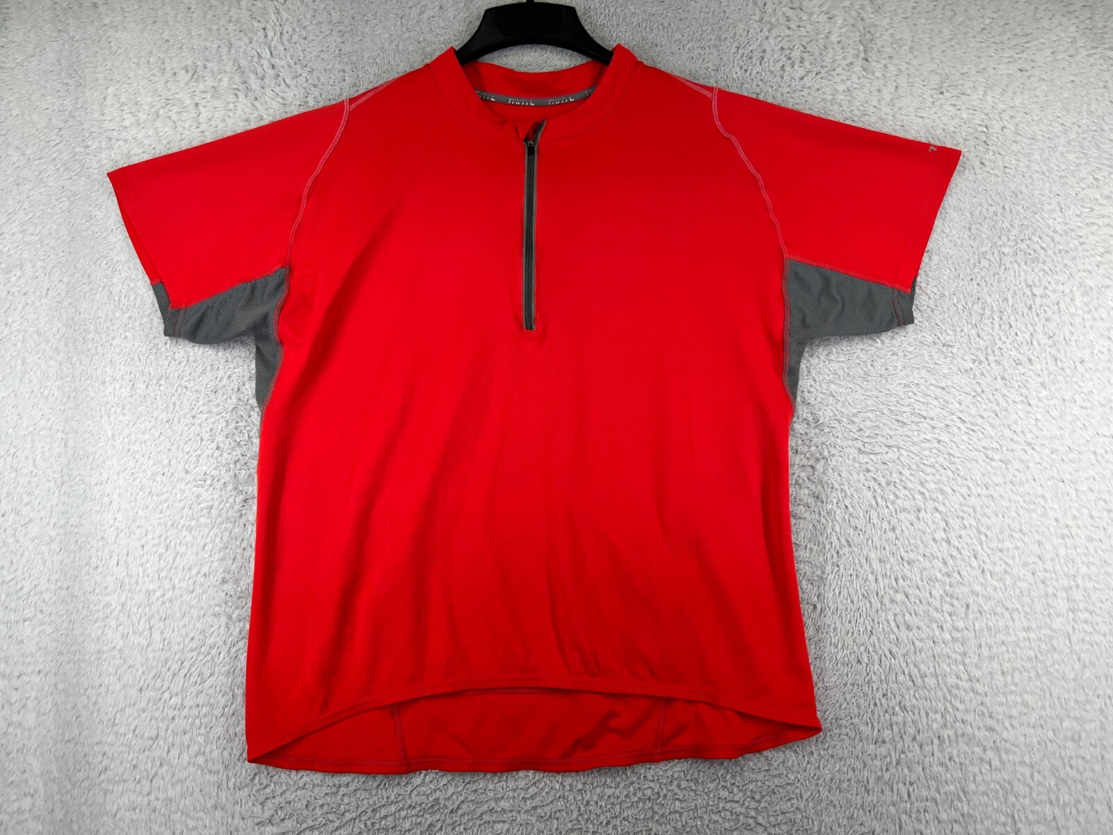 Trayl Cycling Jersey Mens Extra Large Red Gray 1/2 Zip 100% Polyester Pockets