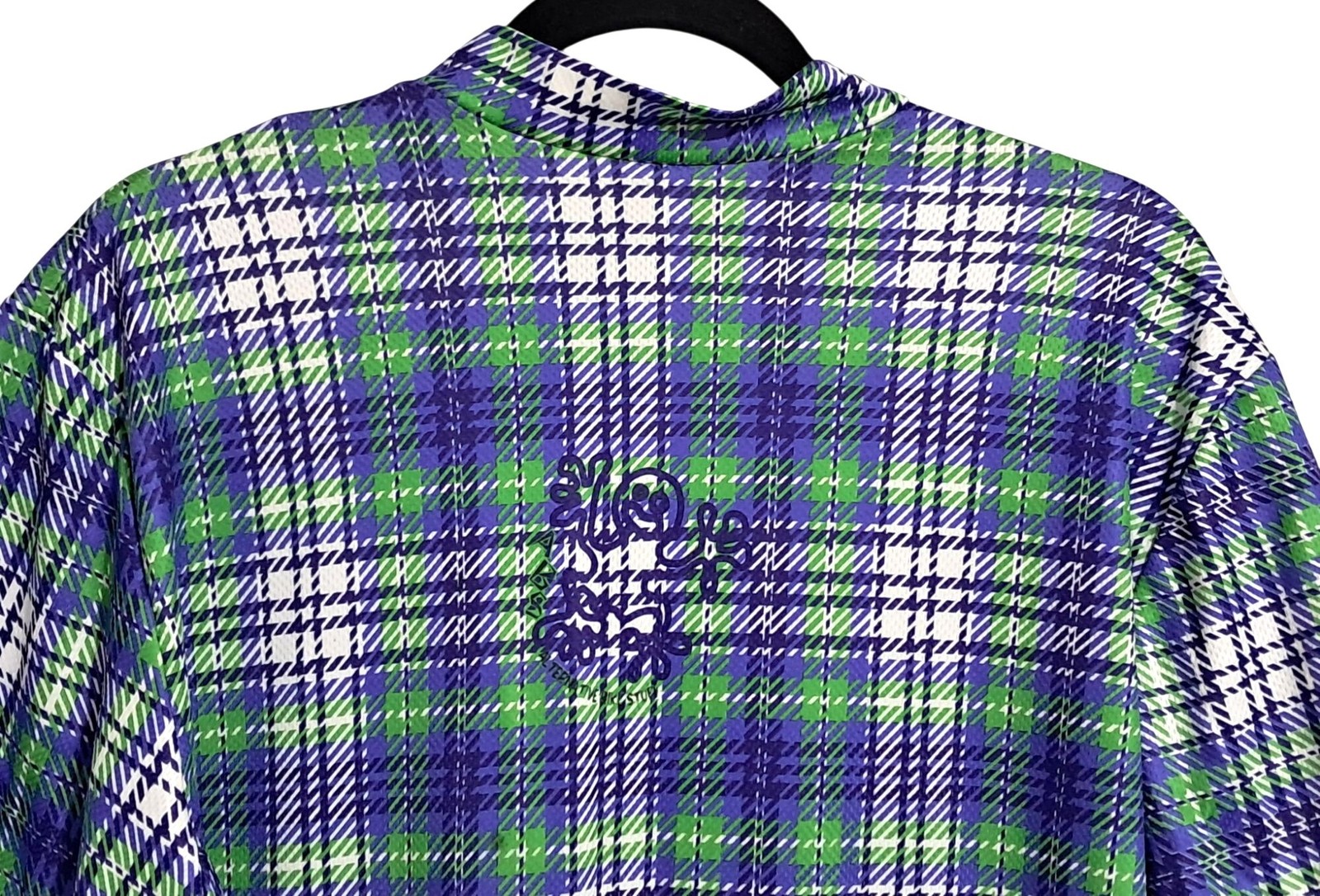 Vintage 1992 Giordana Mens XXL Cycling Jersey Green & Blue Plaid Polyester Tacte