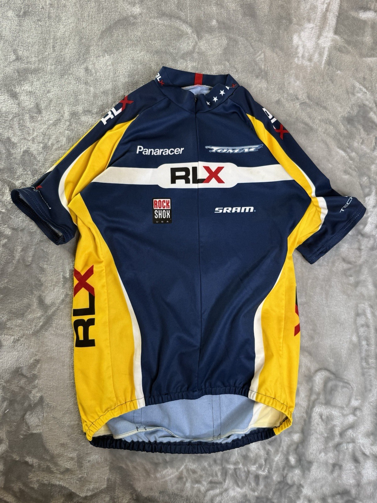 VTG Polo Sport RLX Ralph Lauren Cycling Jersey Mens Large Logos 3/4 Zip Pockets