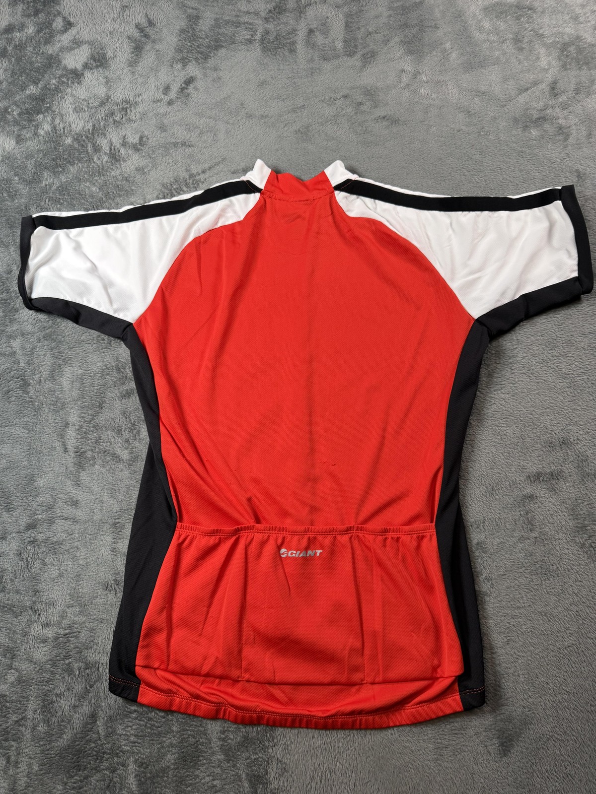 Giant Cycling Jersey Mens Large Red White Full Zip Short Sleeve Back Pockets