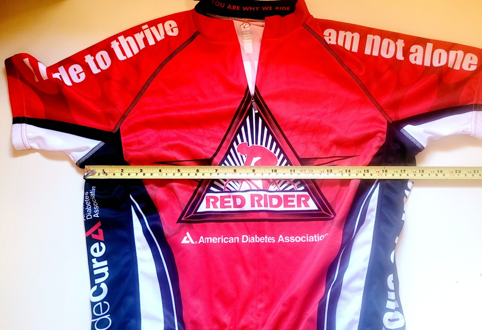 Red Rider American Diabetes Association Cycling Jersey Men’s Small Free Shipping
