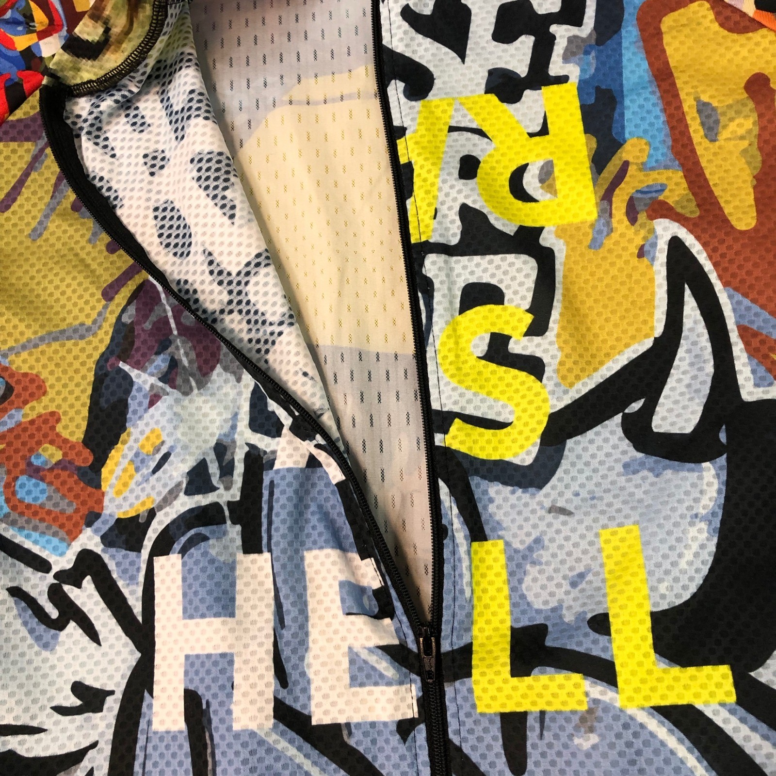 Cycling Jersey Mens 3XL Full Zip Pocket Colorful Graffiti Skull Frog Rad As Hell