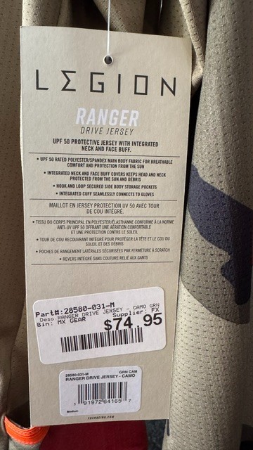 Fox Long Sleeve Ranger Drive Jersey Mens Orange and Green Camo UV Protectant