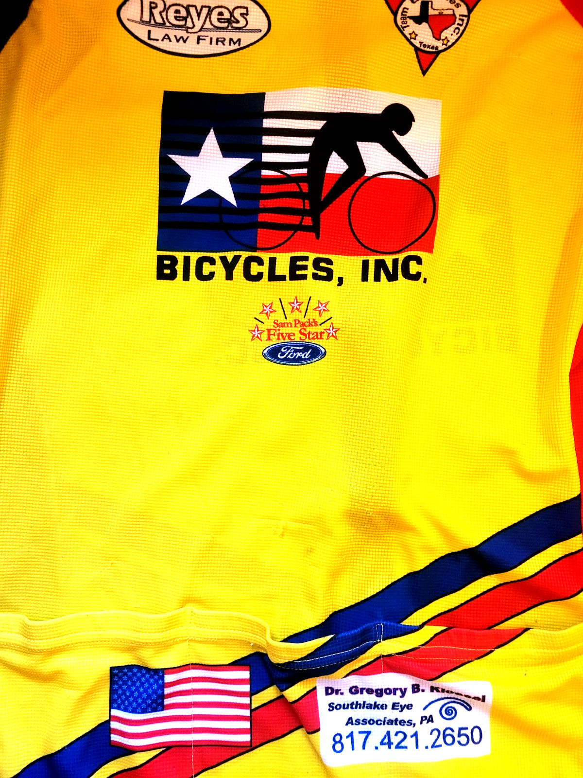 Bicycles Inc Texas Cycling Jersey Full Zip XL Rear Pockets Free Shipping