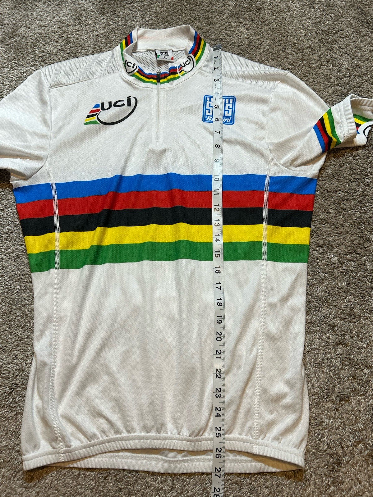 SMS Santini Cycling Jersey Men XL 1/4-Zip UCI World Champion Jersey *Snags*