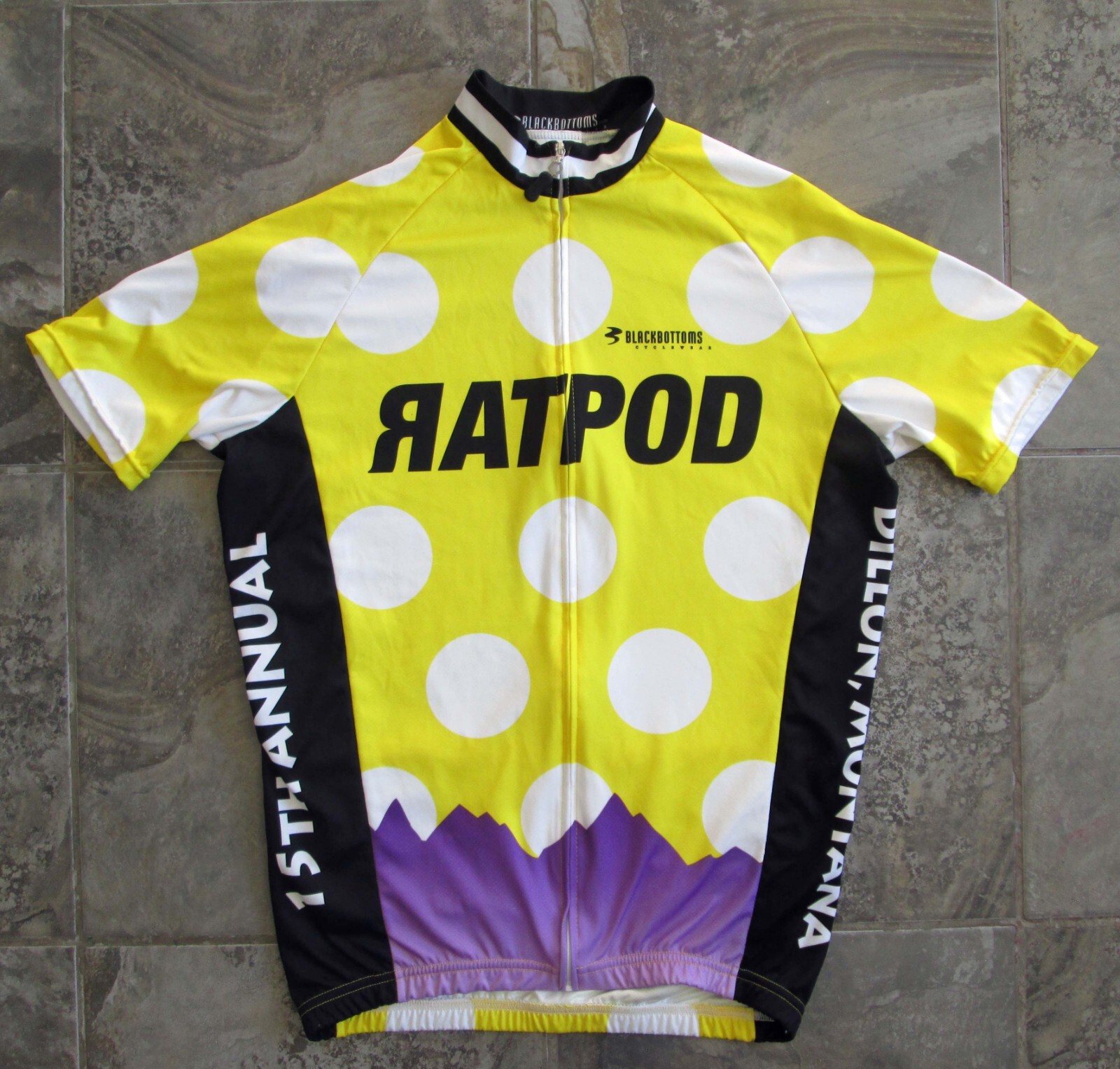 Black Bottoms Cycling Cycle Jersey Adult Small Club Cut Shirt Full Zipper Yellow