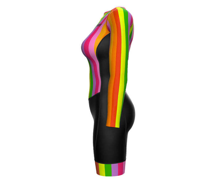 NEW Zimco Elite Women Compression Cycling Suit rainbow/black stripes sz. L