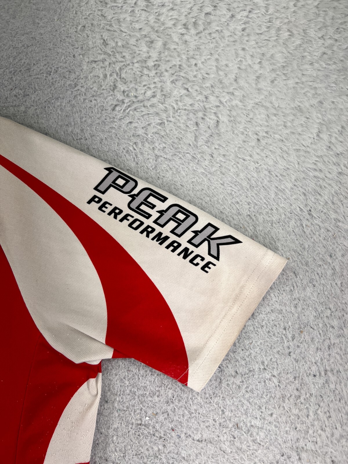 Peak Performance Cycling Jersey Adult Large Red White 1/2 Zip Pockets Poly READ