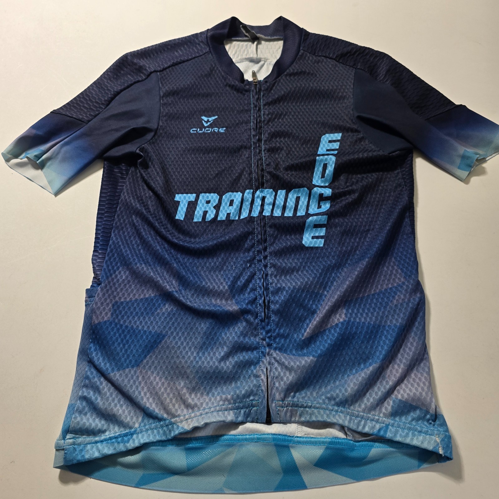 Cuore Cycling Jersey Mens S Blue Training Edge Graphic Stretch Full Zip Athletic