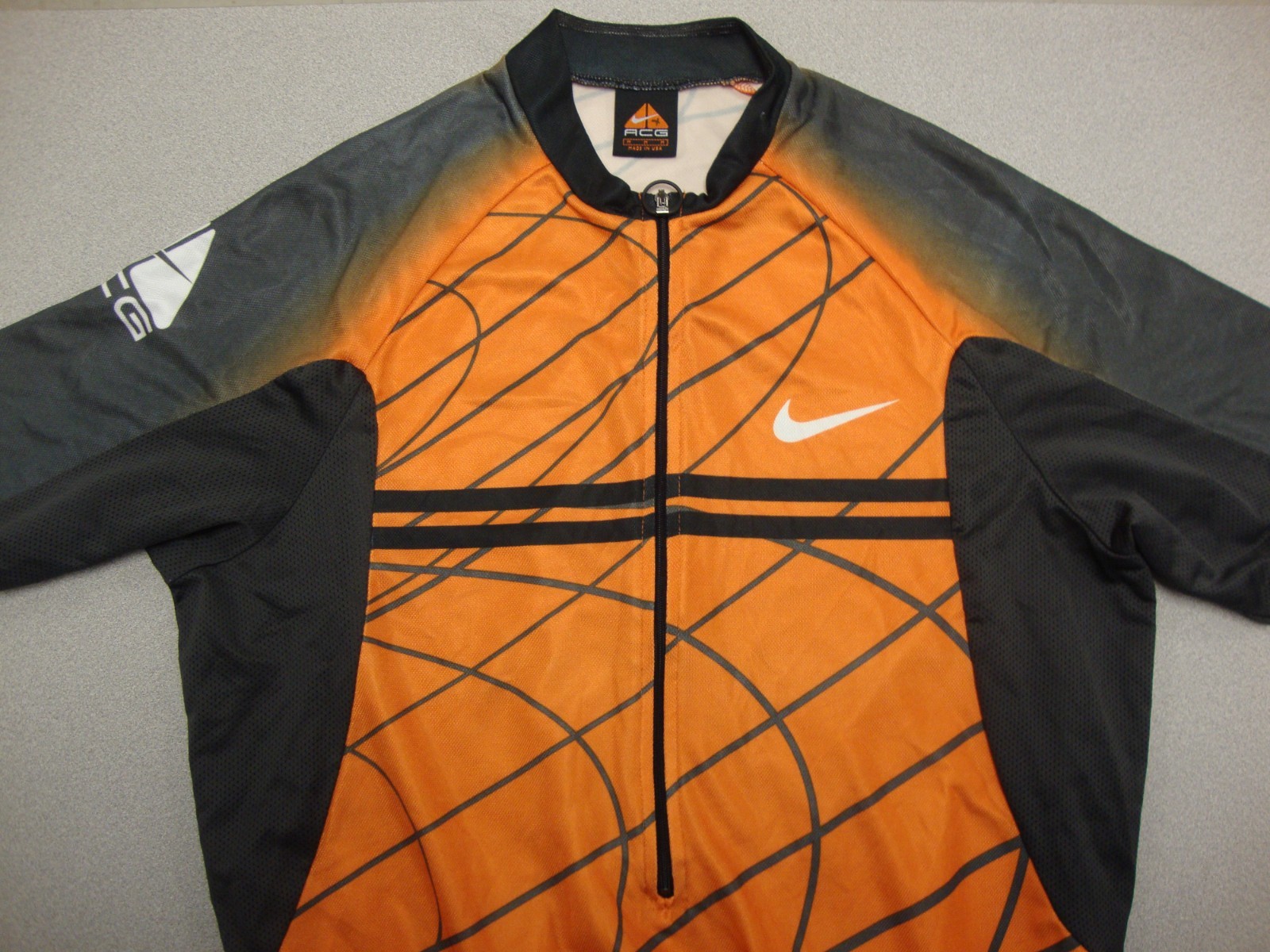 Rare Vintage Nike ACG Cycling Jersey Blockcore vibrant Orange Bike Riding Logo M