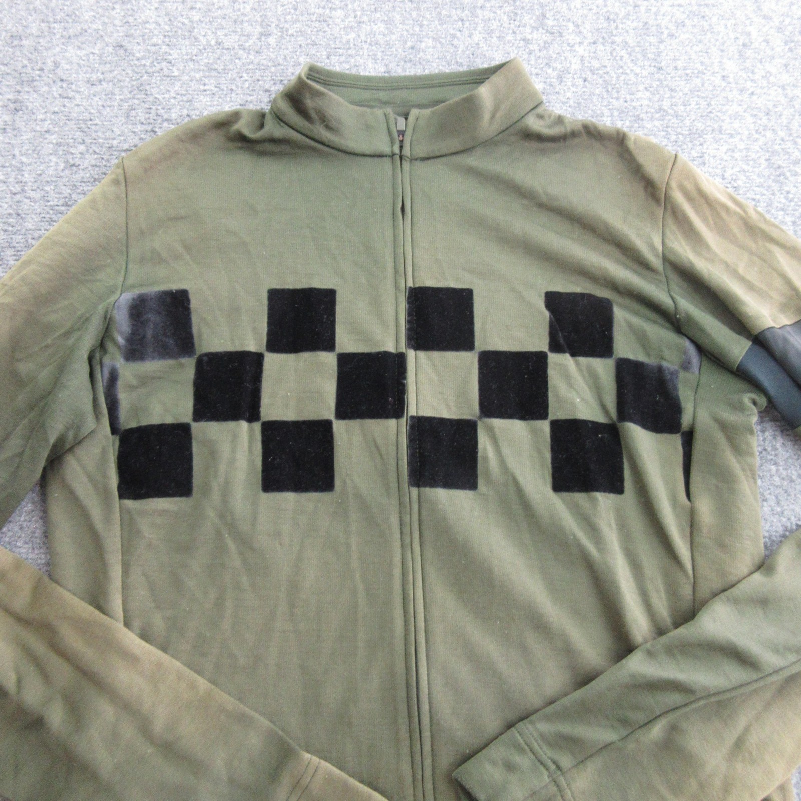Rapha Cycling Jersey Mens Large Green Check Classic Long Sleeve Full Zip Bike