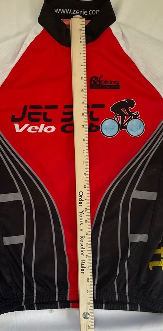 Zerie Jet Set Velo Mens SZ Large Short Sleeve Full Zip Cycling Jersey Armstrong
