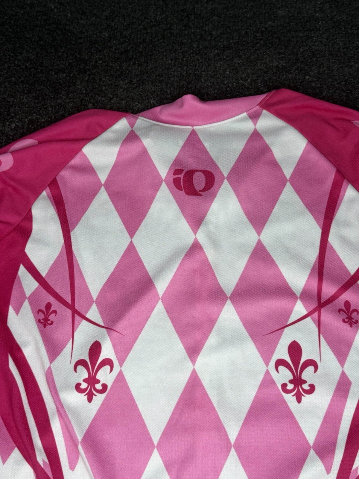 Pearl Izumi Women’s XL Pink/White Argyle Cycling Jersey Half Zip Pockets