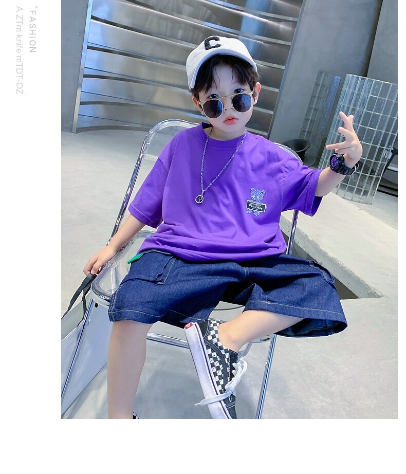 Glow-in-the-dark Boy Cotton T-shirt Summer 2025 New Short Sleeve Summer Designer