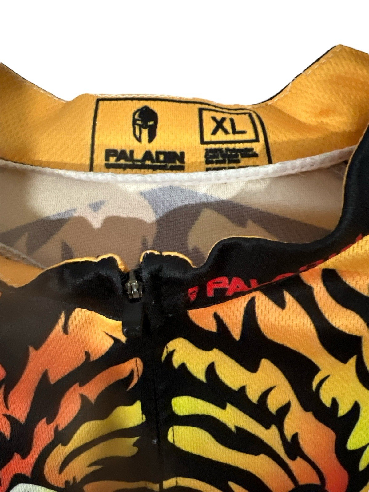 Paladin NWOT Tiger Cycling Jersey Men Short Sl Full Zip XL Double Sided Flames