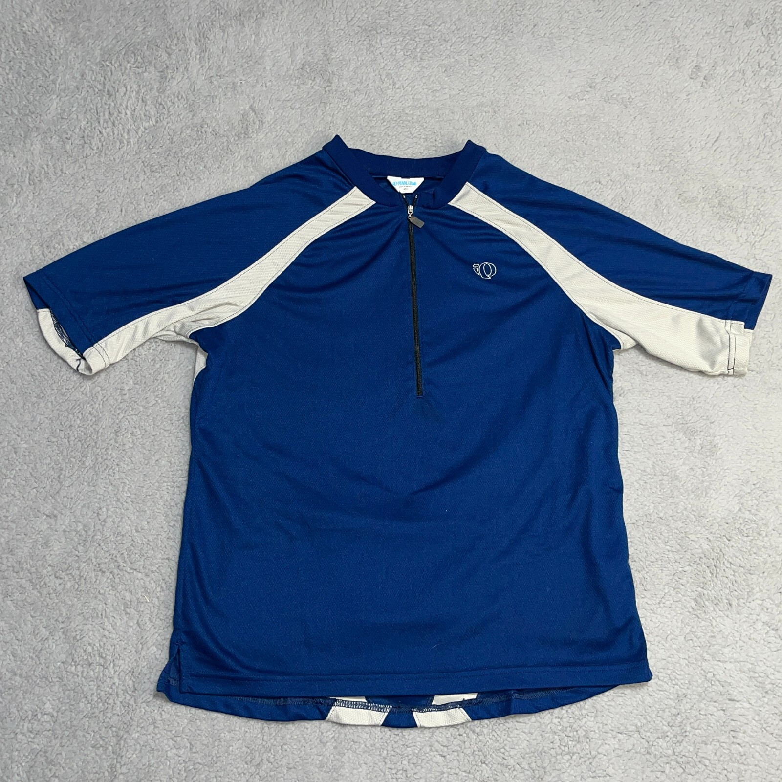 Pearl Izumi Cycling Jersey Men’s Medium 1/4 Zip Blue White Stretch Lightweight