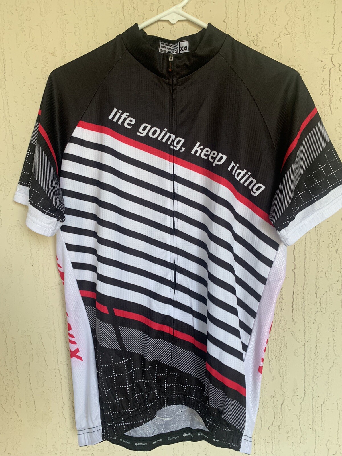 Xintown LIFE GOING, KEEP RIDING Full Zipper Front Bicycle Cycling Jersey Sz XXL