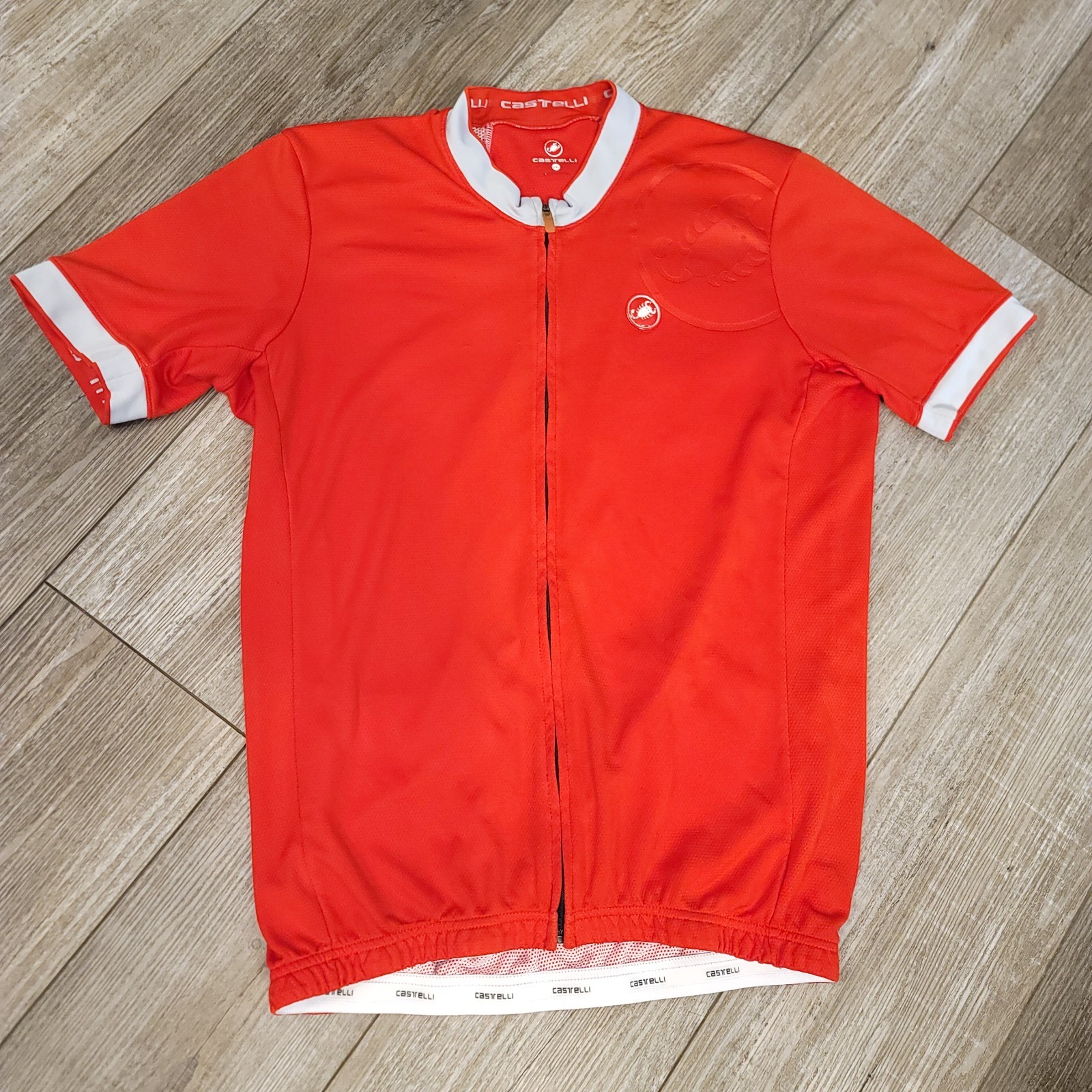 Castelli Jersey Mens XXL Red Cycling Full Zip Mesh Lined Elastic Waist Reflect