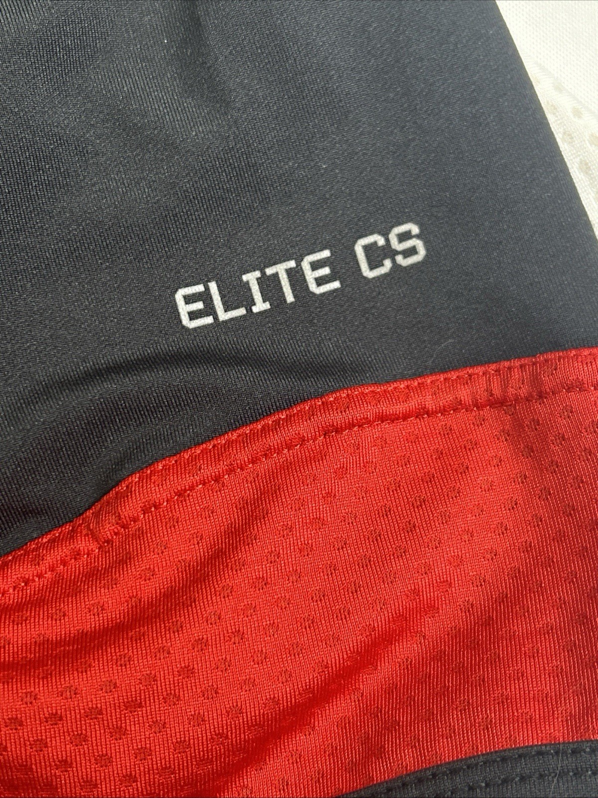 Bellweather Cycling Jersey Mens Large Black Red White 1/4 Zip Pockets Athletic