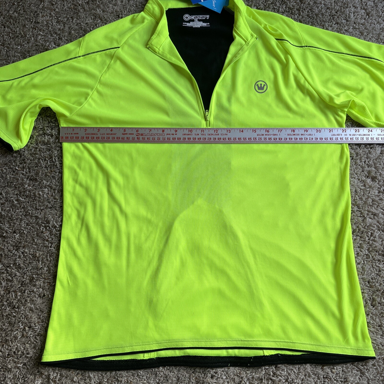 CANARI Lime Green Cycling Jersey #109814 1/2 Zip SS Men’s Size XL w/ Chest Logo