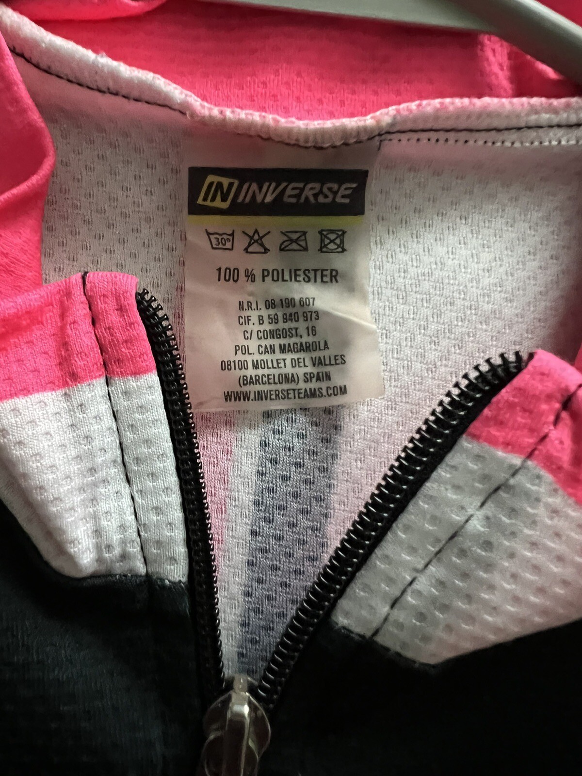 Inverse Cycling Jersey Shirt Size Medium Black White Pink Bimont