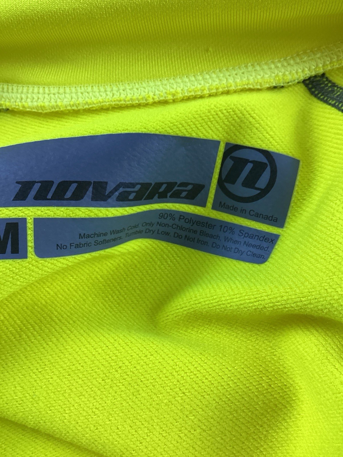 Novara Cycling Rider LS Full Zip Sz M Yellow Black Colorblock Waist Pockets