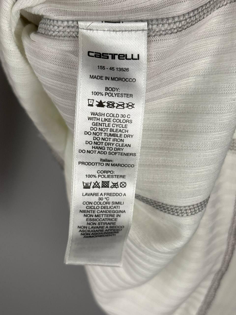 Castelli Cycling Long Sleeve Base Layer Shirt Men’s Size L White Thermal Top