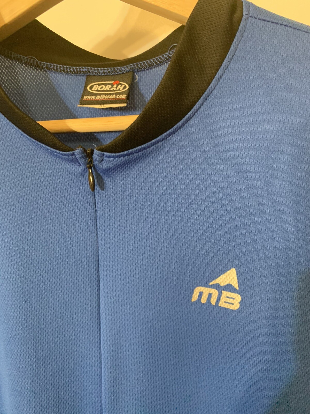 Mt Borah XL Black Blue Half Zip Cycling Jersey 3 Bottle Pockets 100% Micro-Poly