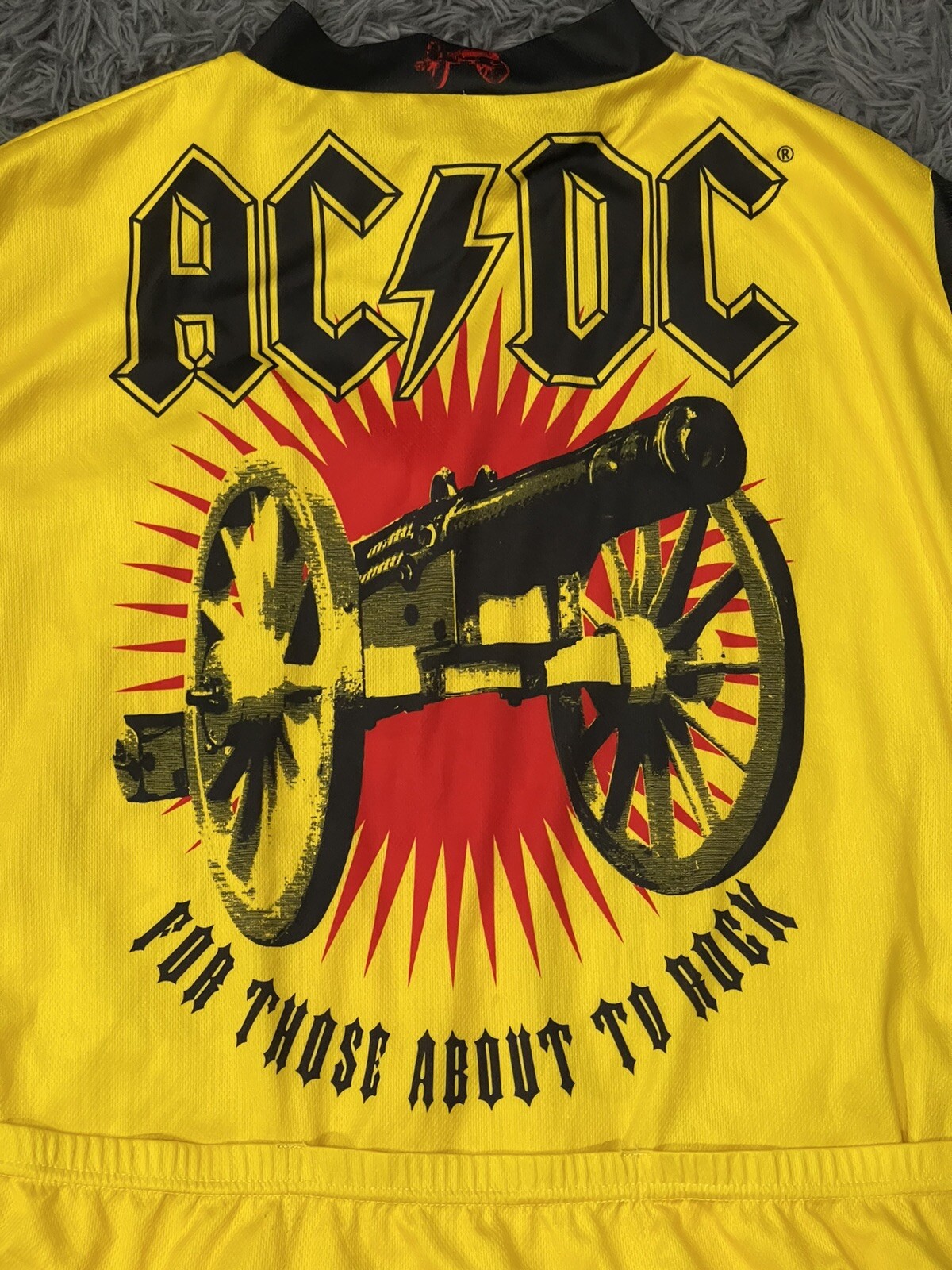 2004 AC DC PRIMAL VINTAGE CYCLING ZIP UP JERSEY BIKE Y2K ROCK SHIRT BAND LIGHT