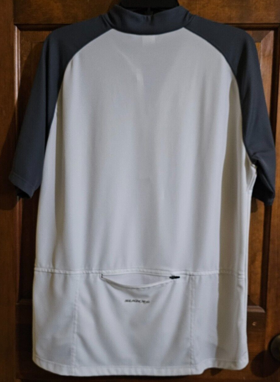 Sugoi Cycling Jersey Mens Large White/Gray 1/4 Zip Pocket Cyclist Mountain Bike
