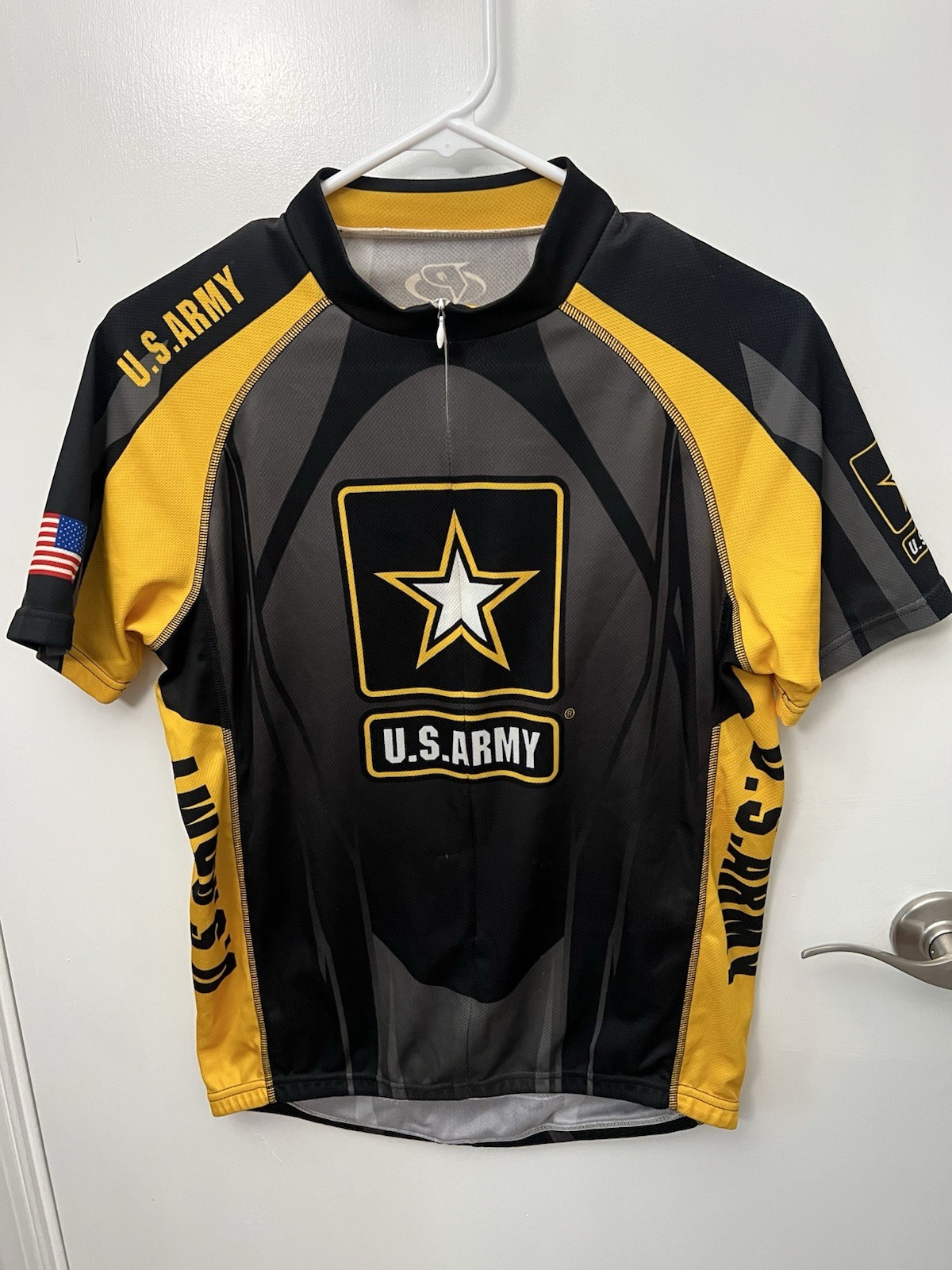 Primal Men’s U.S. Army Cycling Jersey SZ Medium Black Yellow Bike Shirt USA Logo