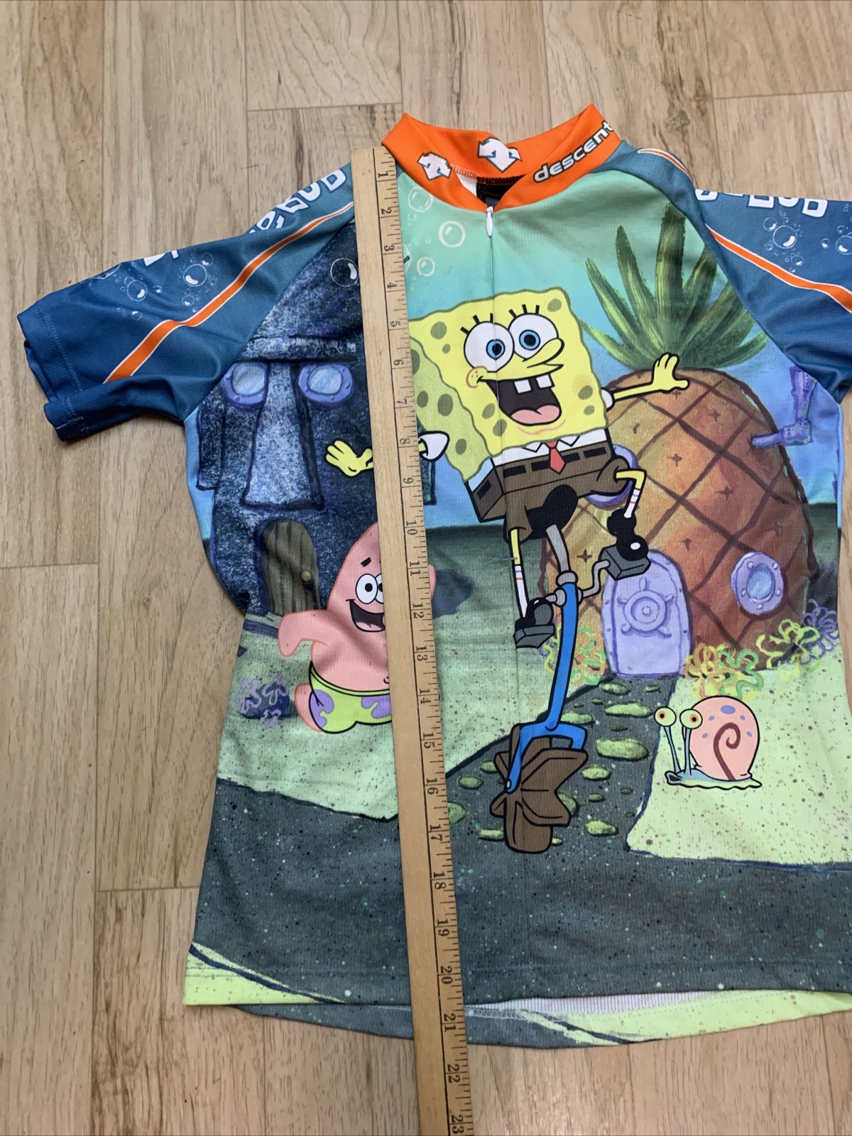 Descente SpongeBob Bike Jersey Youth Sz L Pedal SpongeBob 1/4 Zipper 3 Pockets