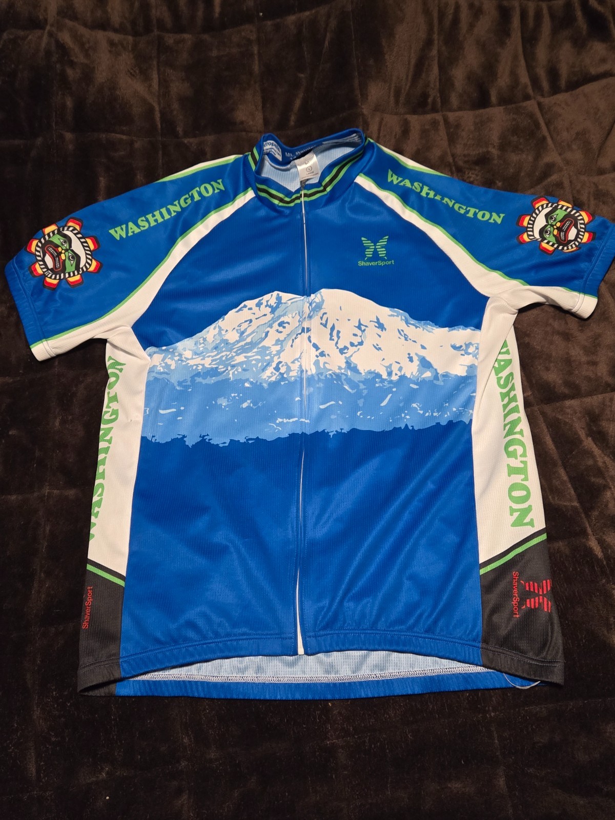 Washington Cycling Jersey w back Pockets Mens Large- Mount Rainier