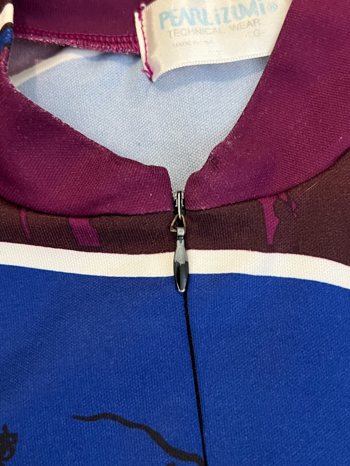 VTG 90s Pearl Izumi 3/4 Zip Cycling Jersey Sz Large Bicycle Abstract Sketch USA