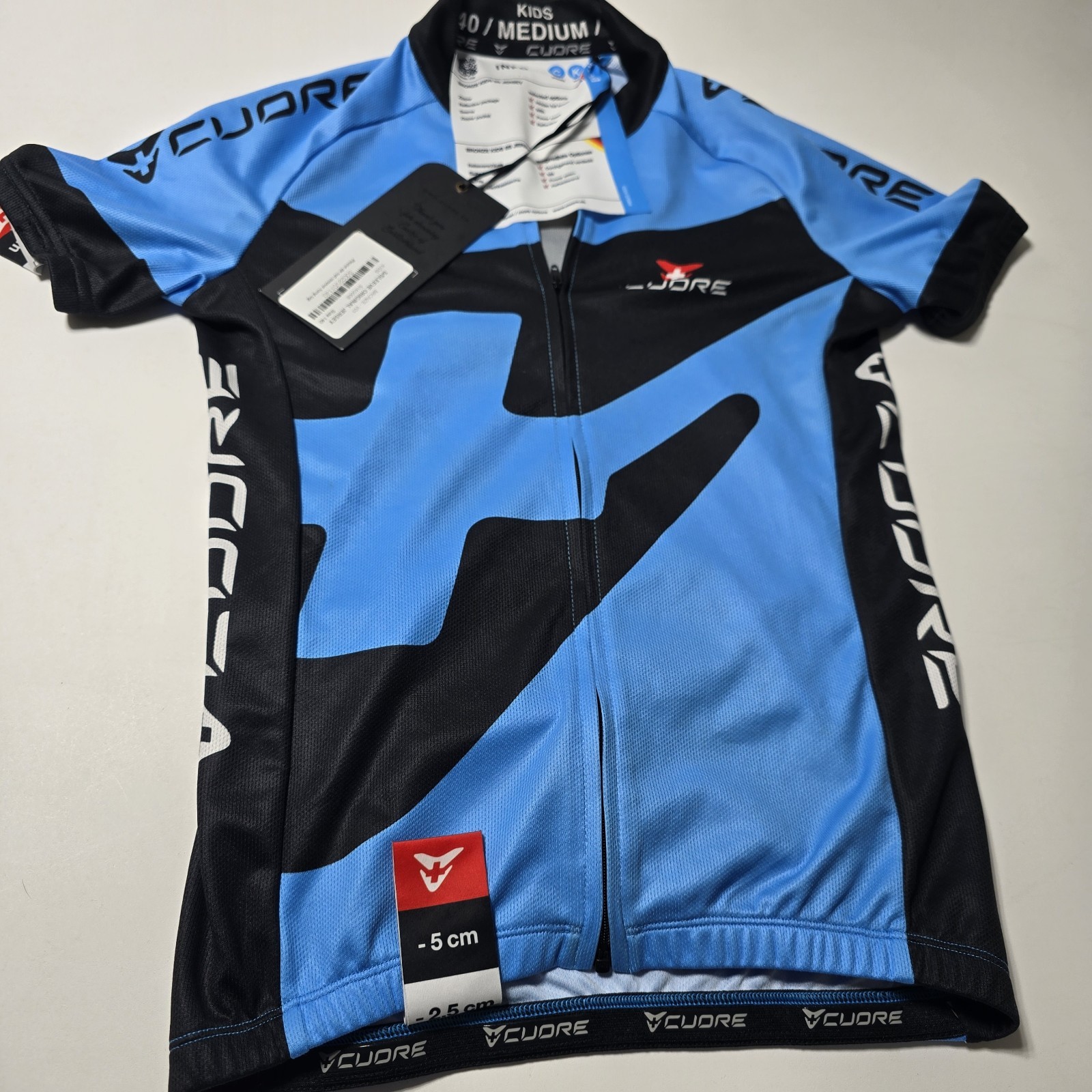 NWT Cuore of Switzerland Kids Cycling Jersey Size Medium Blue