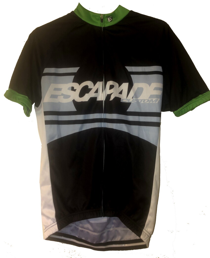 E Escapade Custom Cycling Jersey 3 Rear Pockets Black/Green/Baby Blue/White L