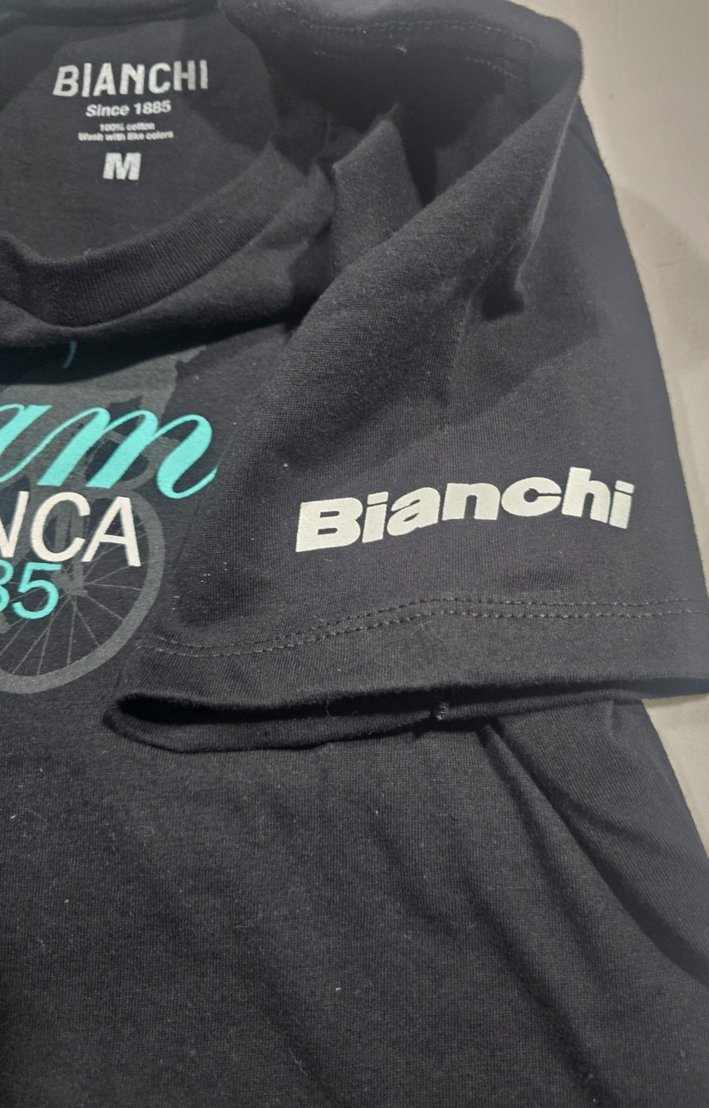 Bianchi Women’s Dama T Shirt – Medium – Black – 100% Cotton – New, No Tags