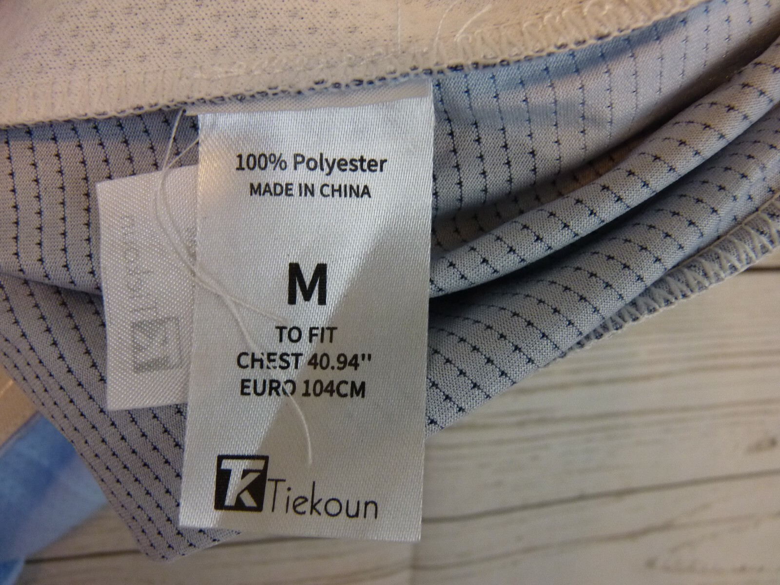 Tiekoun Men’s Cycling Biking Shirt Full Zipper Sz Medium Blue White Black NWOT