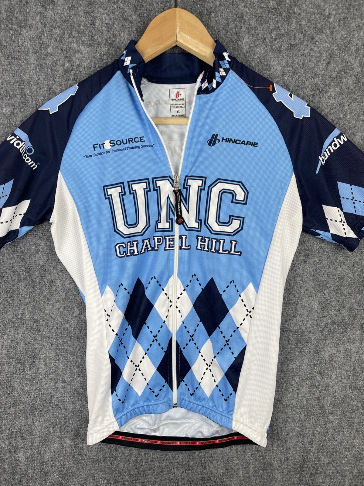 North Carolina Cycling Jersey Mens Small Blue Hincapie UNC Tarheels Team Issued