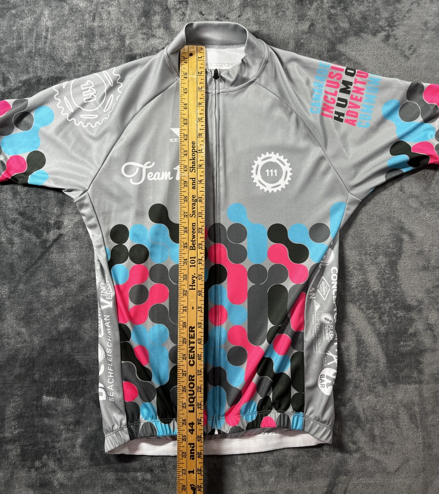 Essor Bicycle Shirt Short Slv Back Pocket Full Zip Elastic Waist SZ XL Team 111