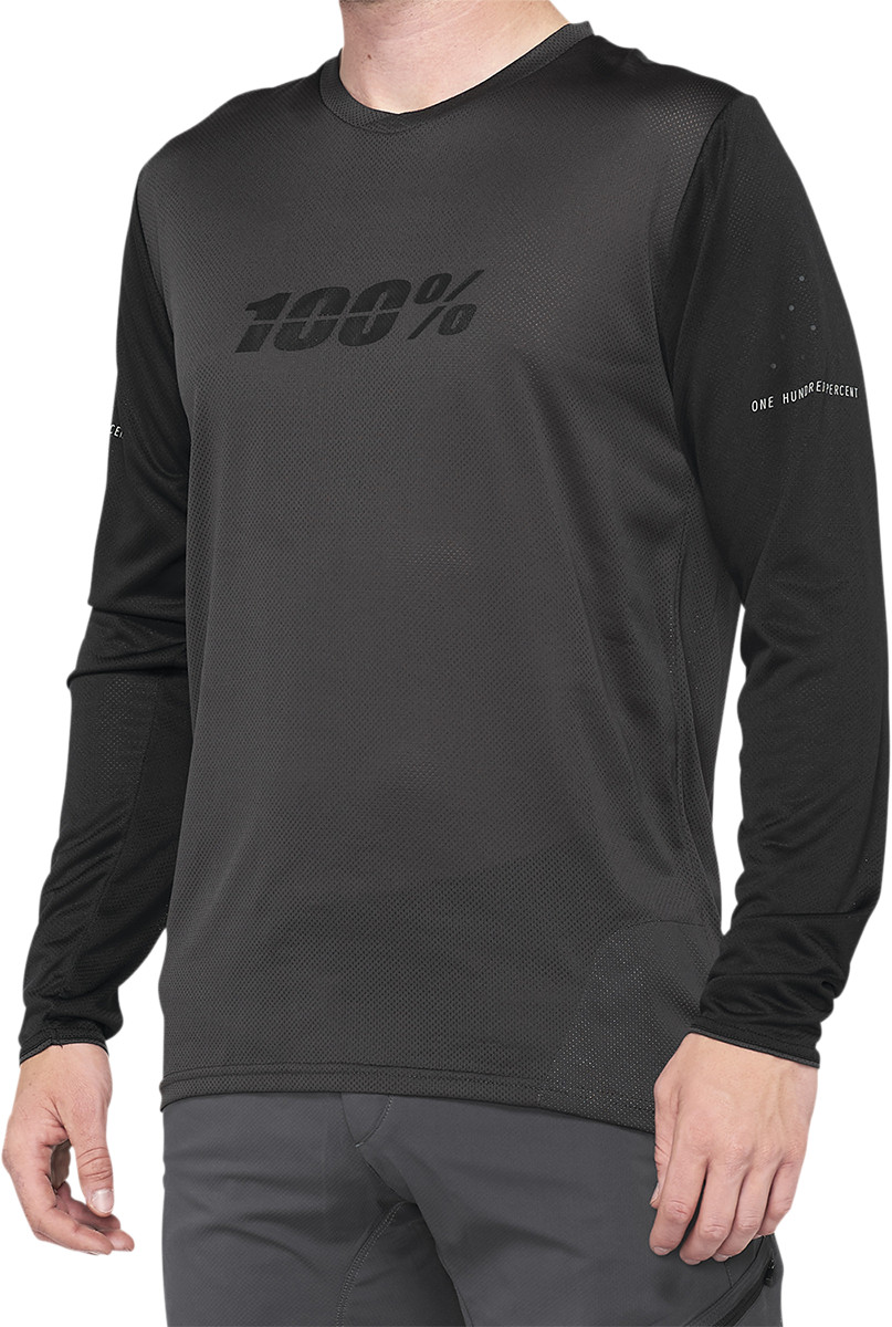 100% Men’s Ridecamp Jersey Size Medium Long Sleeve Black Charcoal 40028-00001