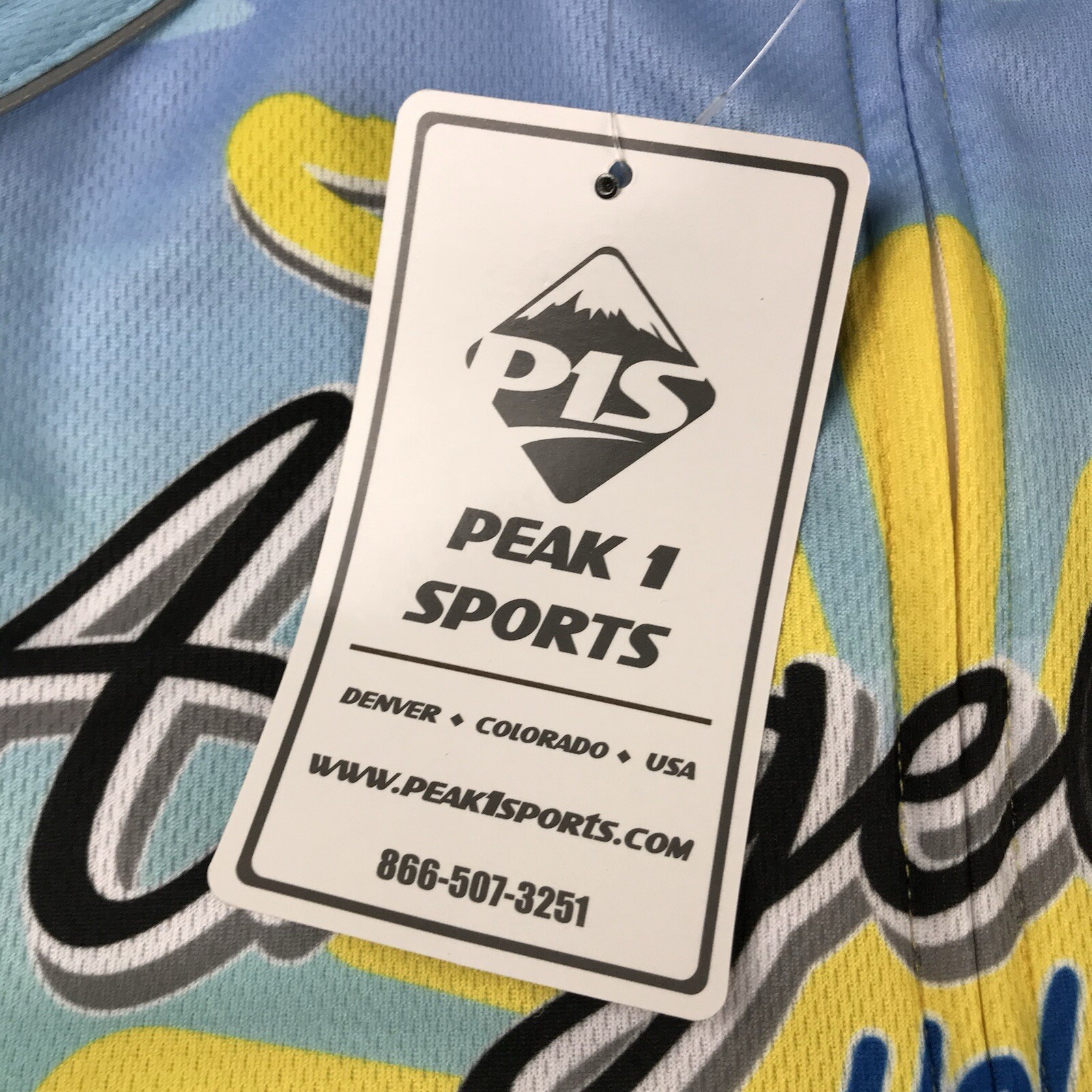 Peak 1 Sports Cycling Jersey Shirt Adult Small Yellow Full Zip Angels Ride NWT