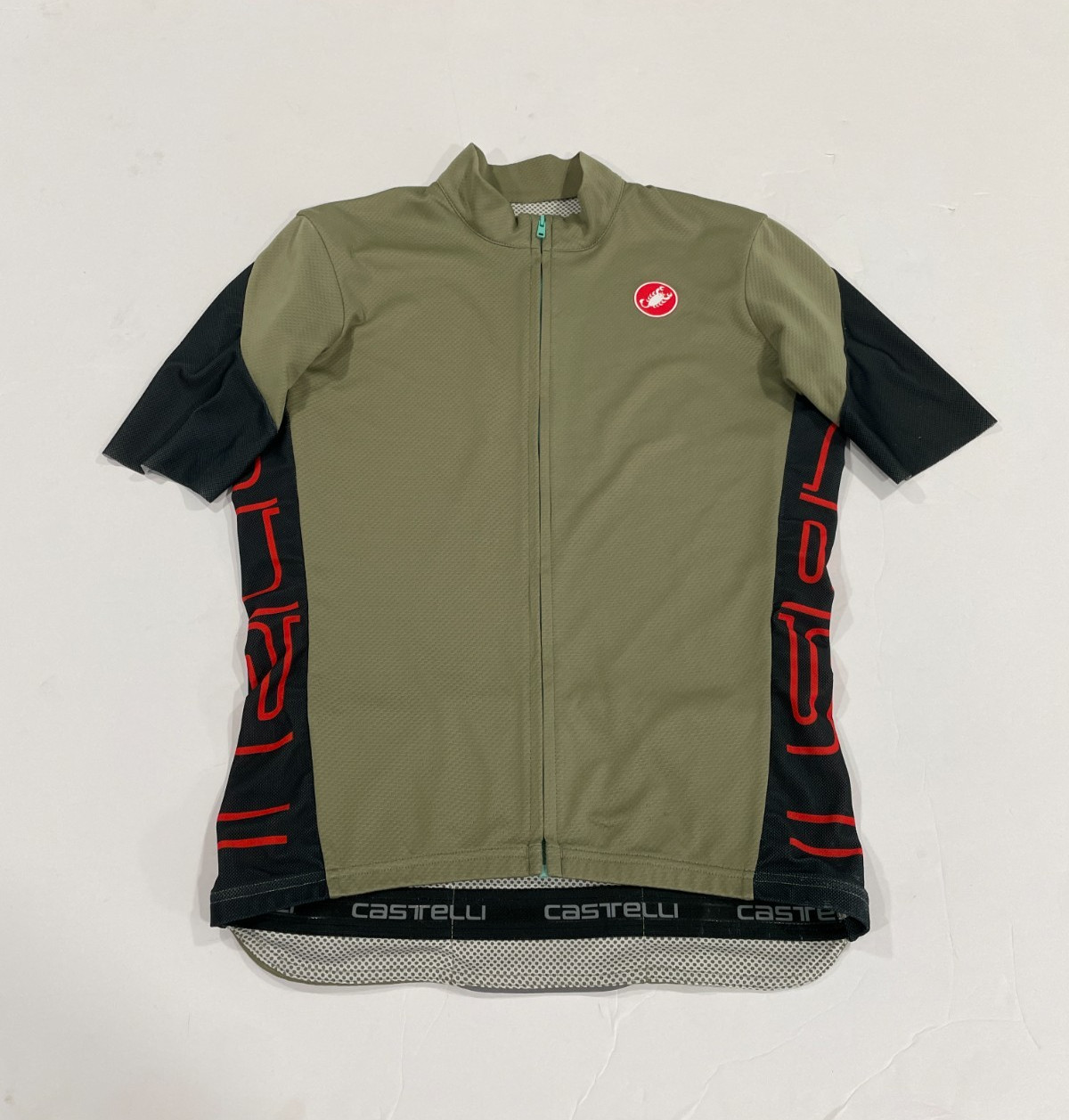 Castelli Entrata V Cycling Jersey Men’s Large L Bark Green Short Sleeve Bike