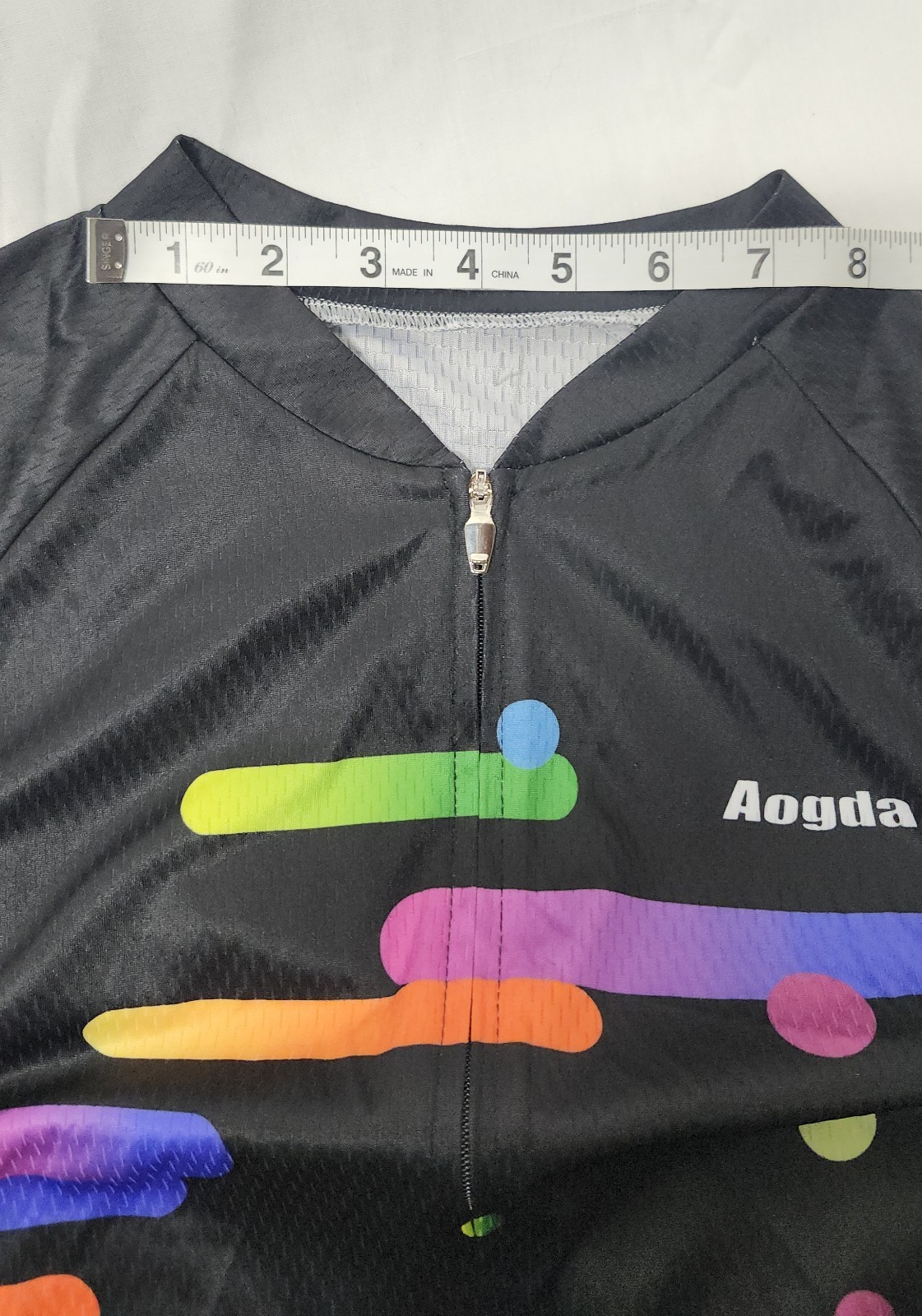Aogda Colorful Full-Zip Cycling Shirt Jersey Sz L Mesh Sides 3 Pouches In Back