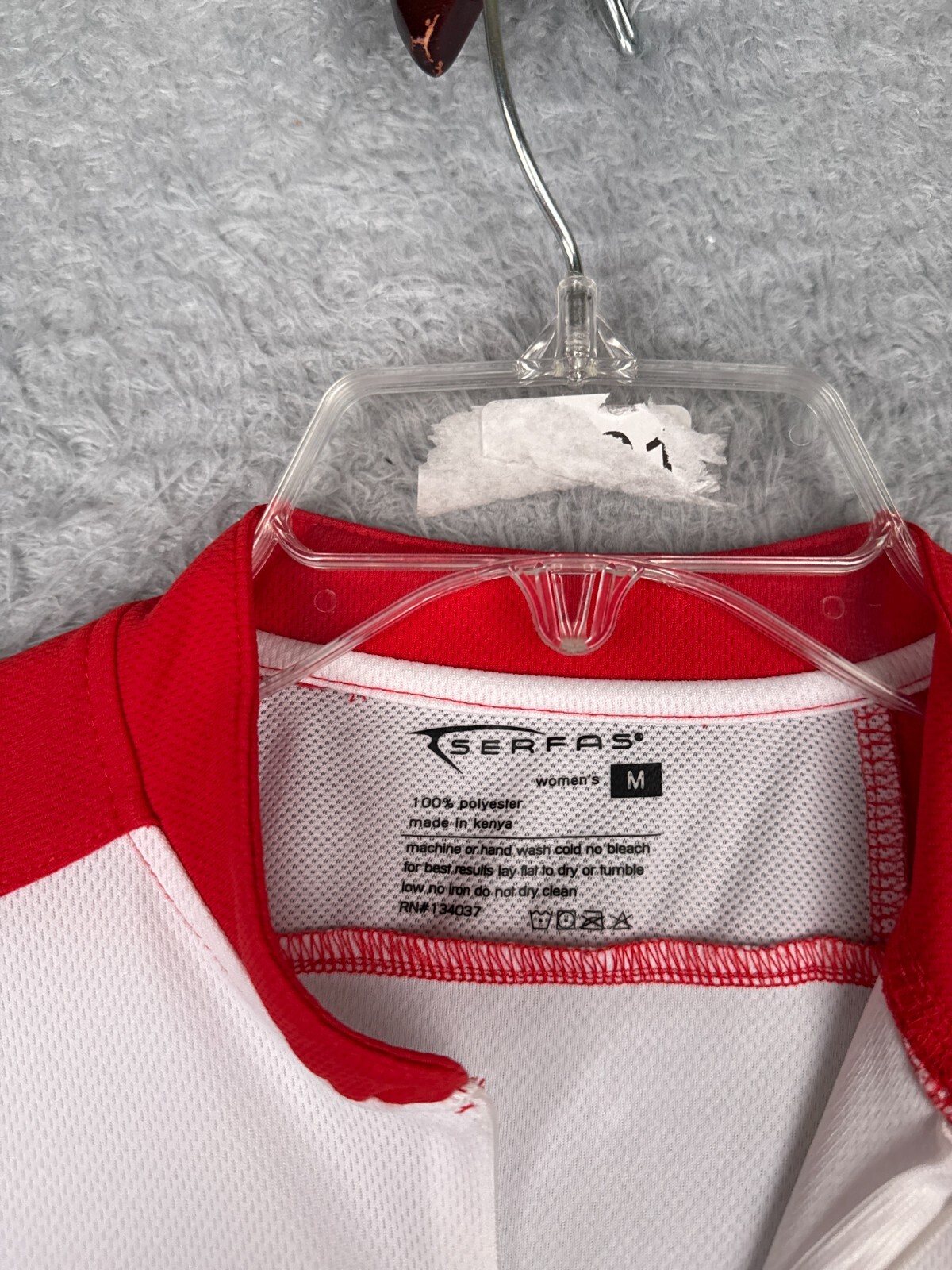 Serfas Cycling Jersey Womens Medium Red White 1/2 Zip Polyester Mesh Pockets