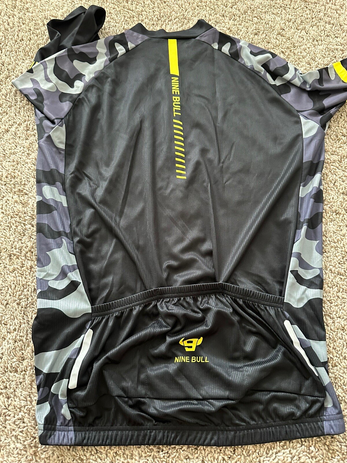 Nine Bull Bicycle Cycling Men Long Sleeve Camo Back Pockets Shirt Size XL Zip
