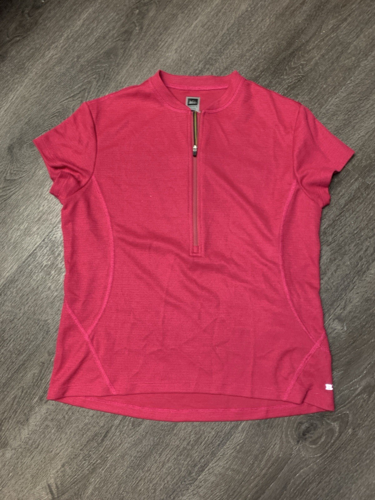 REI Cycling Athletic Jersey Women’s Medium Fuchsia 1/2 Zip Pocket On Back EUC