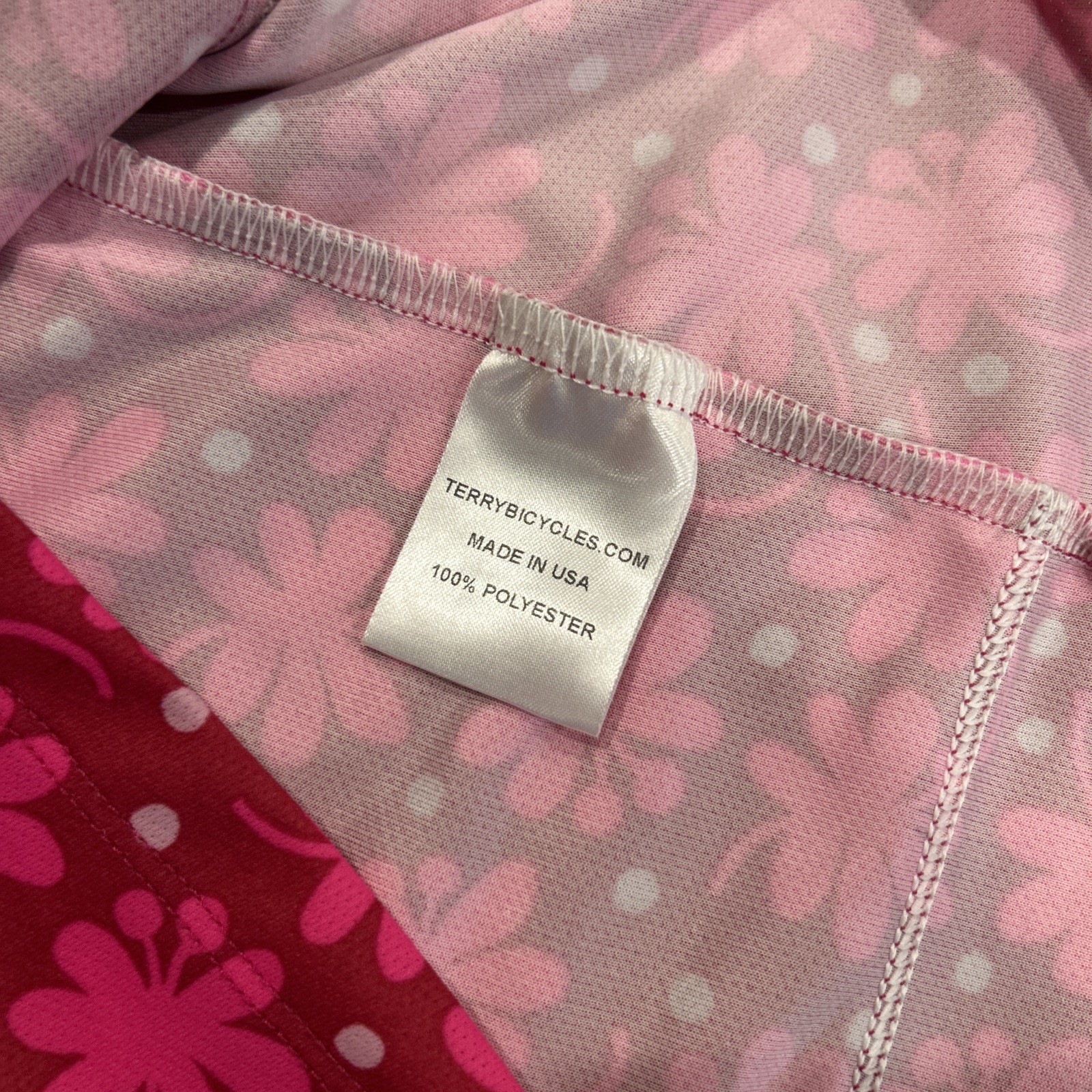 Terry Cycling Jersey Womens XL Pink Floral Sleeveless Half Zip Made USA Bike Top